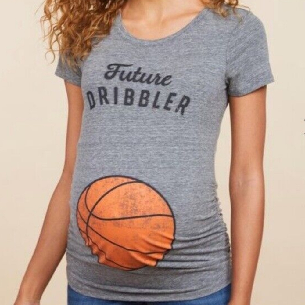 Motherhood Future Dribbler Basketball Maternity Tee Shirt Short Sleeve Medium
